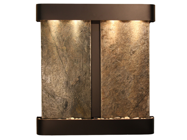 Aspen Falls-Round-Blackened Copper-Green Natural Slate