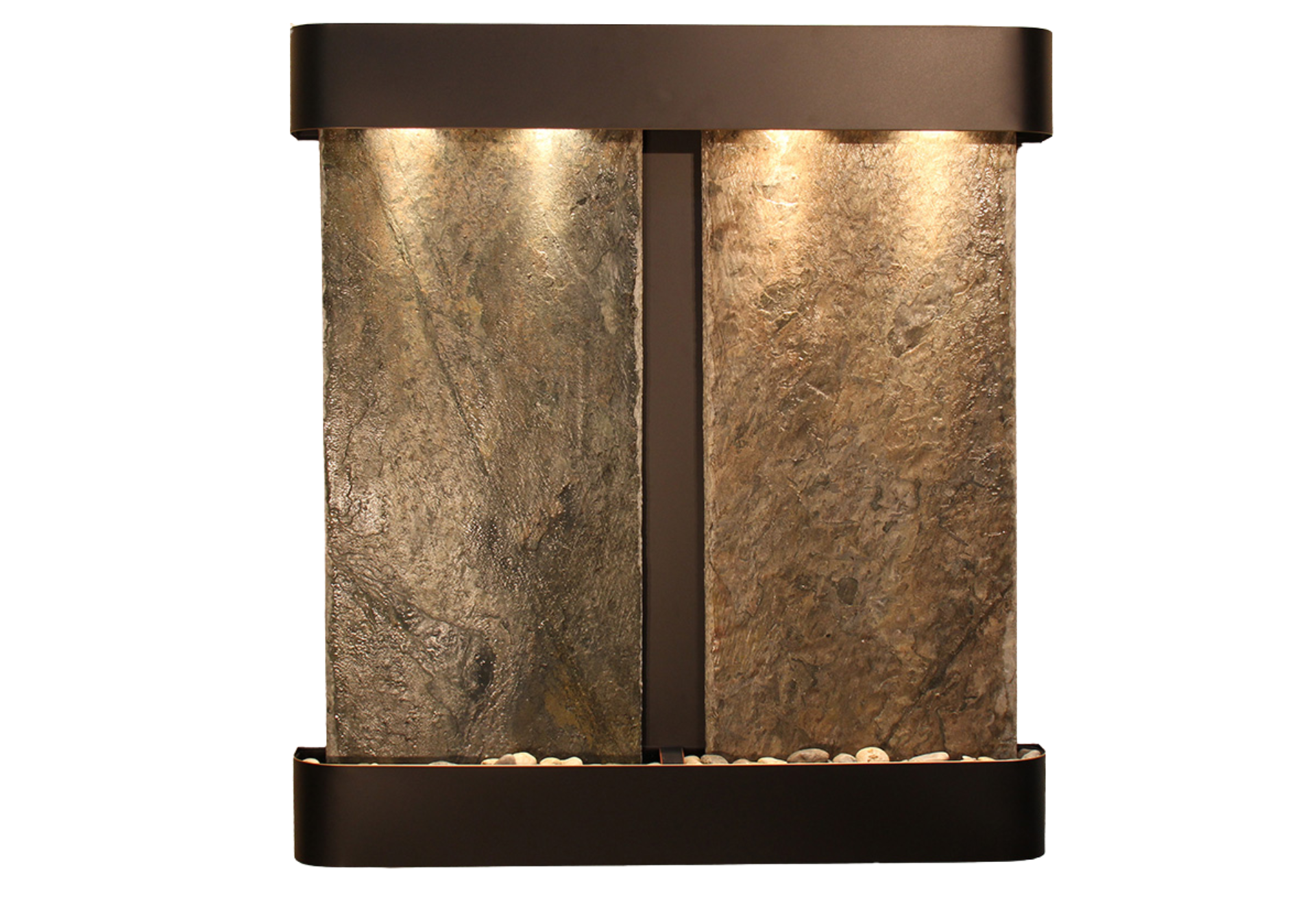 Aspen Falls-Round-Blackened Copper-Green Natural Slate