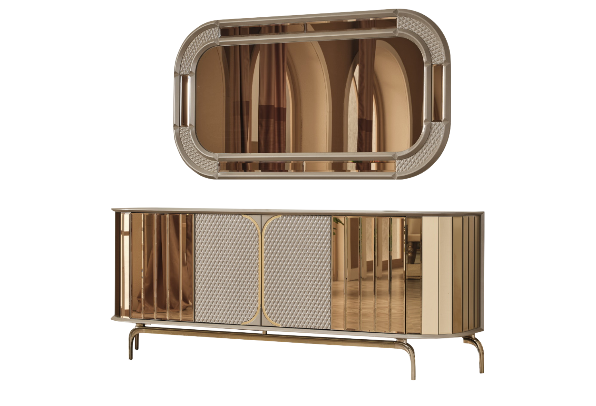 Madrid Dining Room Console with Mirror