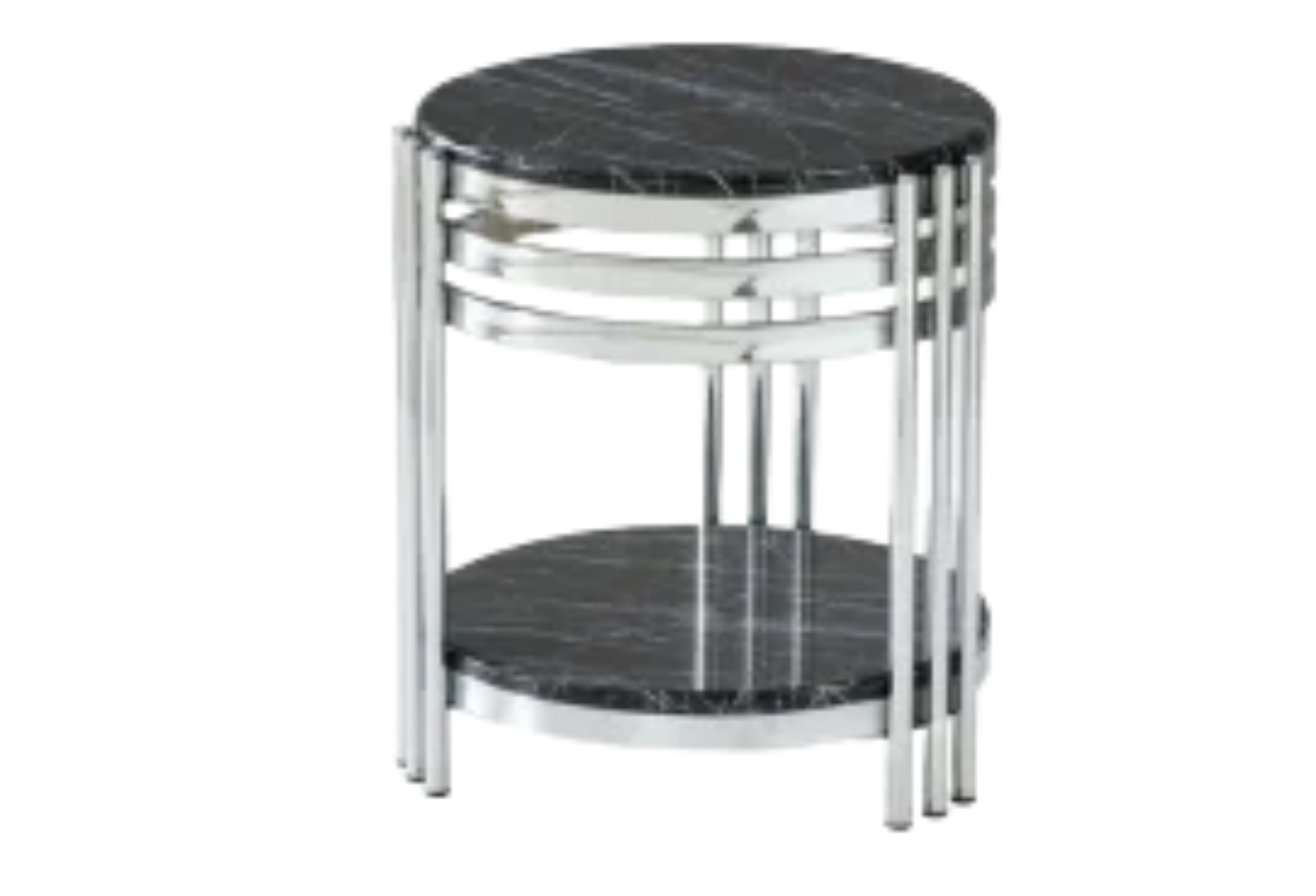 Zeus End Table (SILVER LEGS-BLACK SILVER MARBLE TOP)