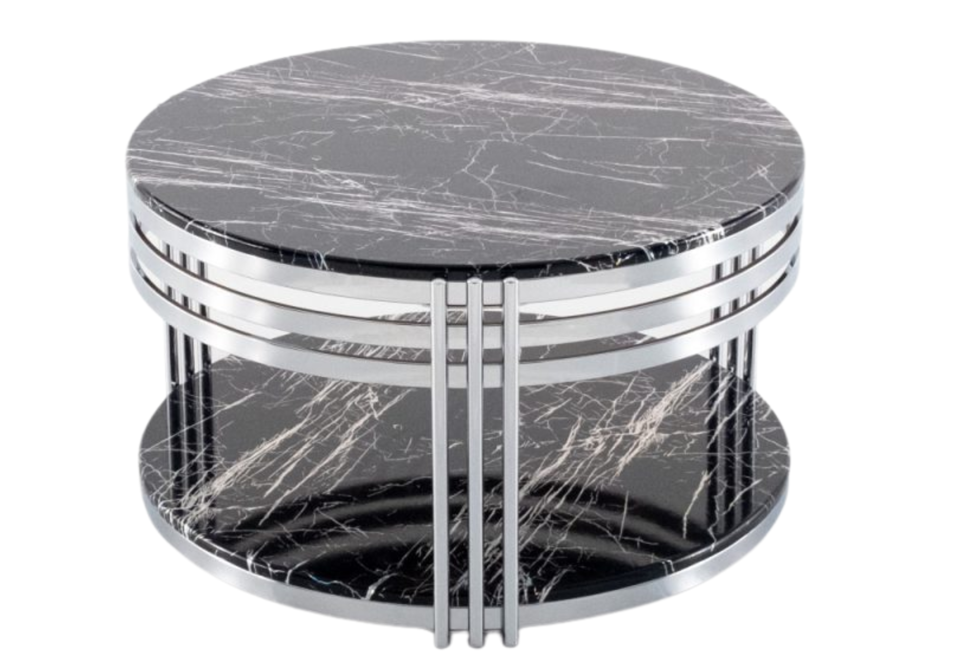 Zeus Coffee Table (SILVER LEGS-BLACK SILVER MARBLE TOP)