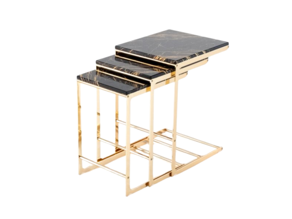 SC320 Nesting Table (GOLD LEGS-BLACK GOLD MARBLE TOP)