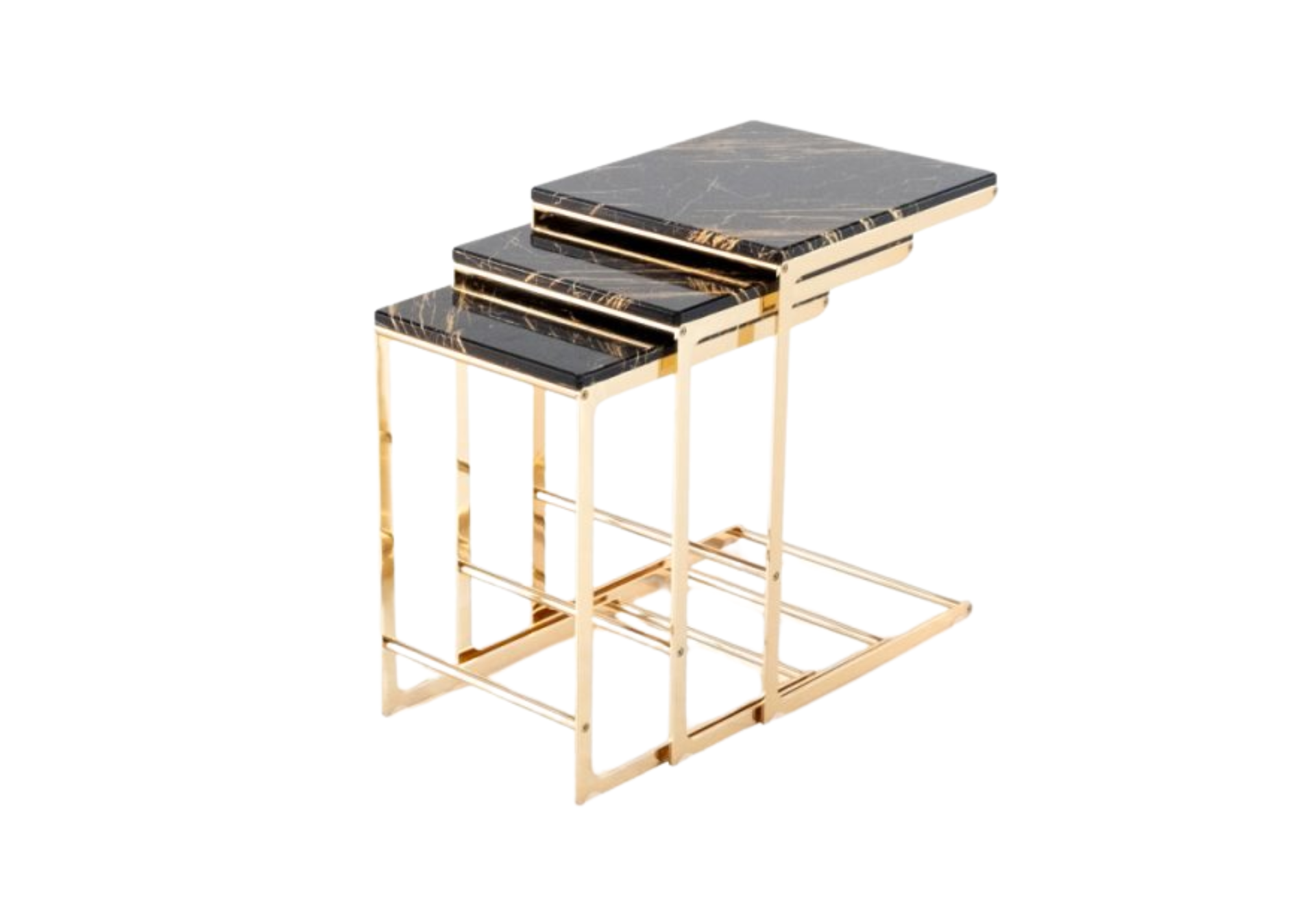 SC320 Nesting Table (GOLD LEGS-BLACK GOLD MARBLE TOP)