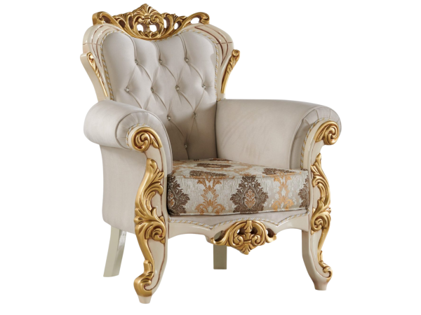 Buse Traditional Living Room Chair Cream