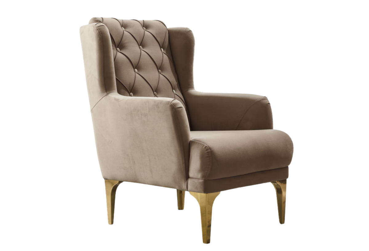Bolivya Chair Beige With Gold Legs