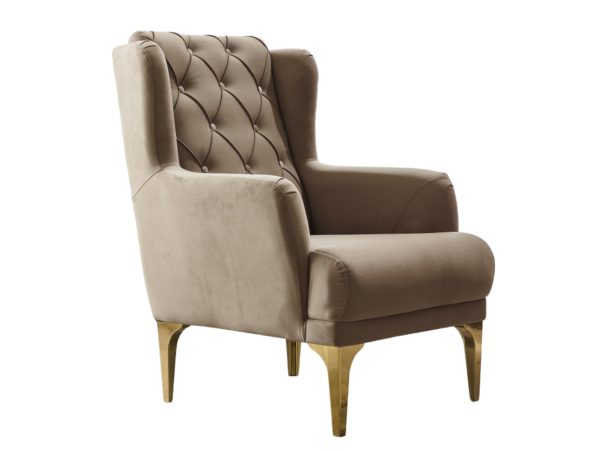 Bolivya Chair Beige With Gold Legs