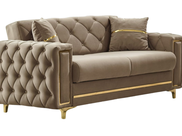 Bolivya Convertible Loveseat Vizon With Gold Legs