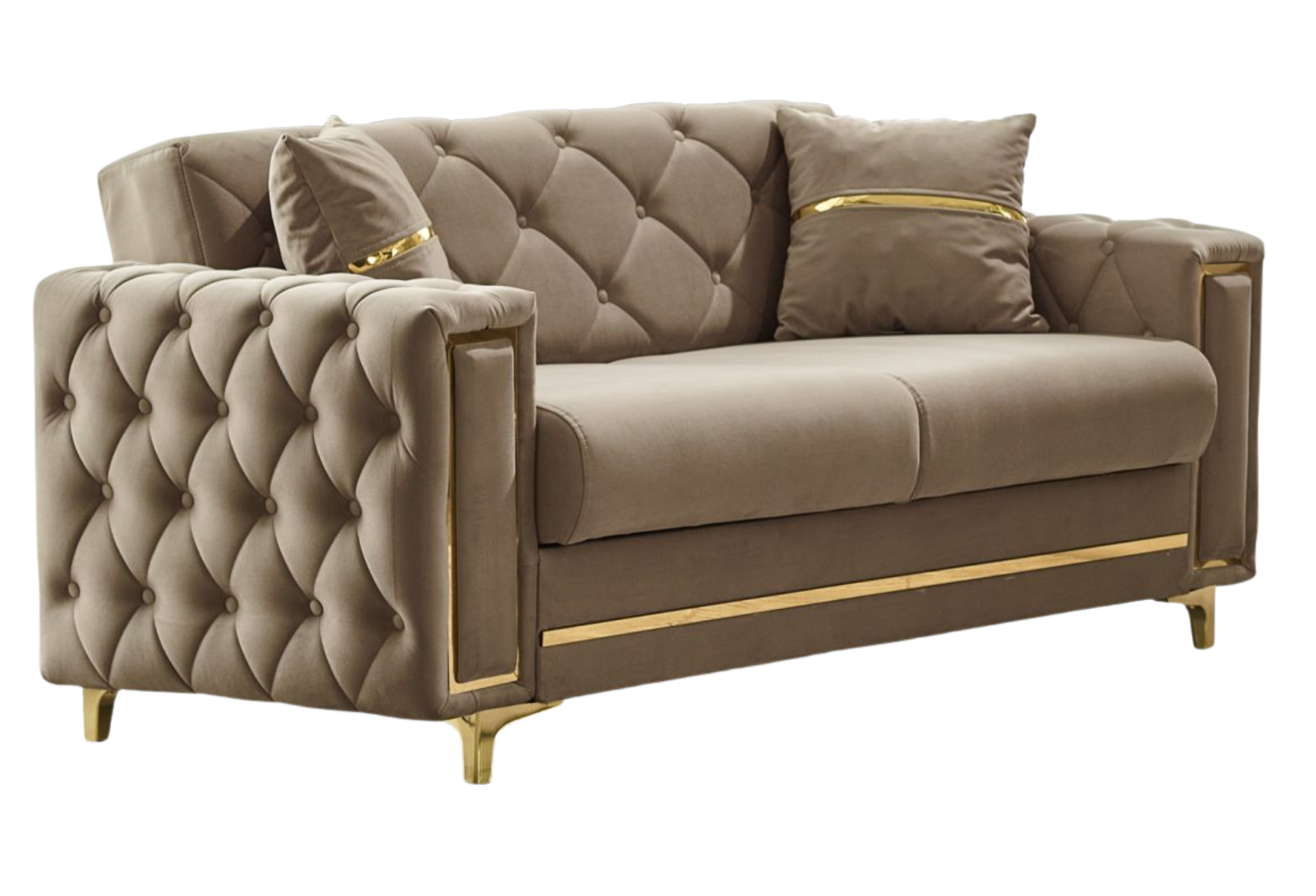 Bolivya Convertible Loveseat Vizon With Gold Legs