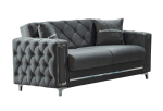 Bolivya Convertible Loveseat Grey With Silver Legs
