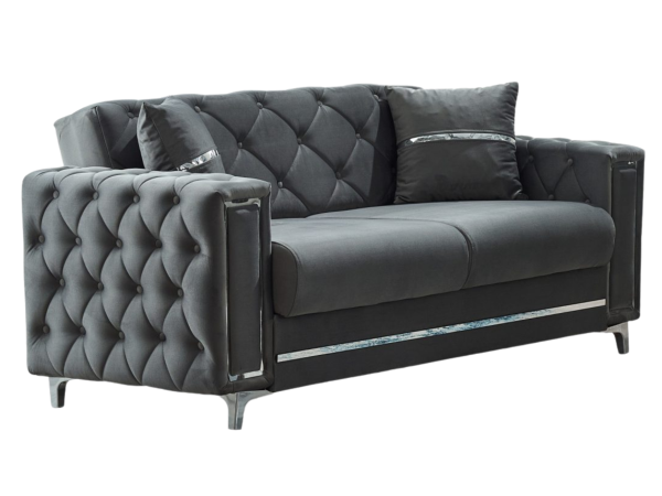 Bolivya Convertible Loveseat Grey With Silver Legs