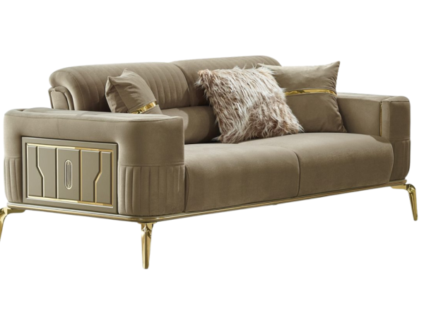 Armoni Convertible Livingroom Loveseat Beige With Gold Legs