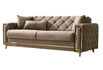 Bolivya Convertible Sofa Vizon With Gold Legs 3 Seat Sleeper Sofa Only