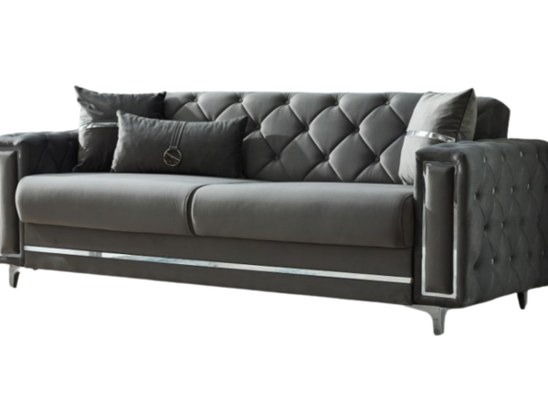 Bolivya Convertible Sleeper Sofa Grey with Silver Legs Only 3 Seats Sofa