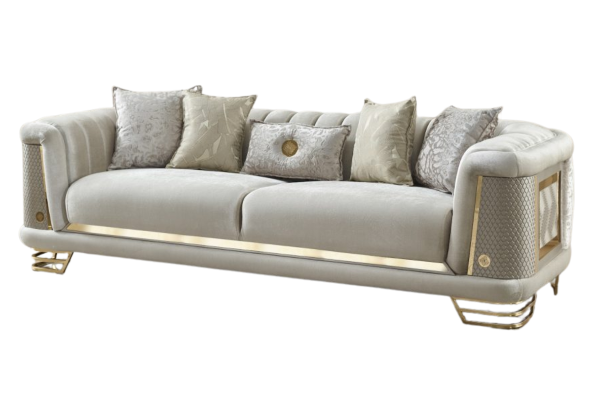 Romans Stationary Living Room Sofa Only | Cream | 3 Seat Sofa