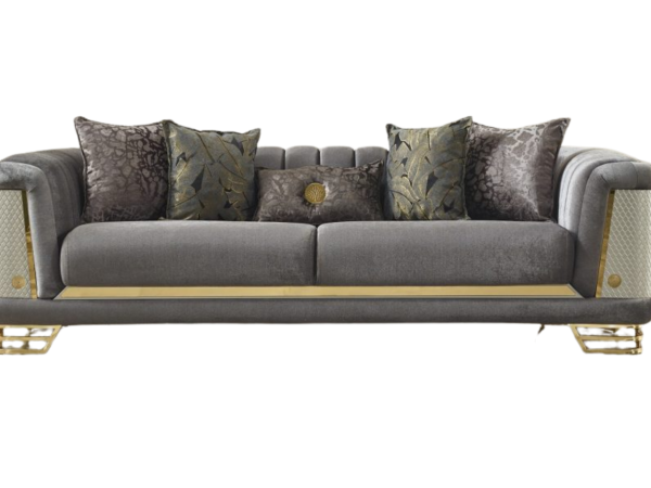 Romans Stationary Living Room Sofa Only | Grey | 3 Seats Sofa