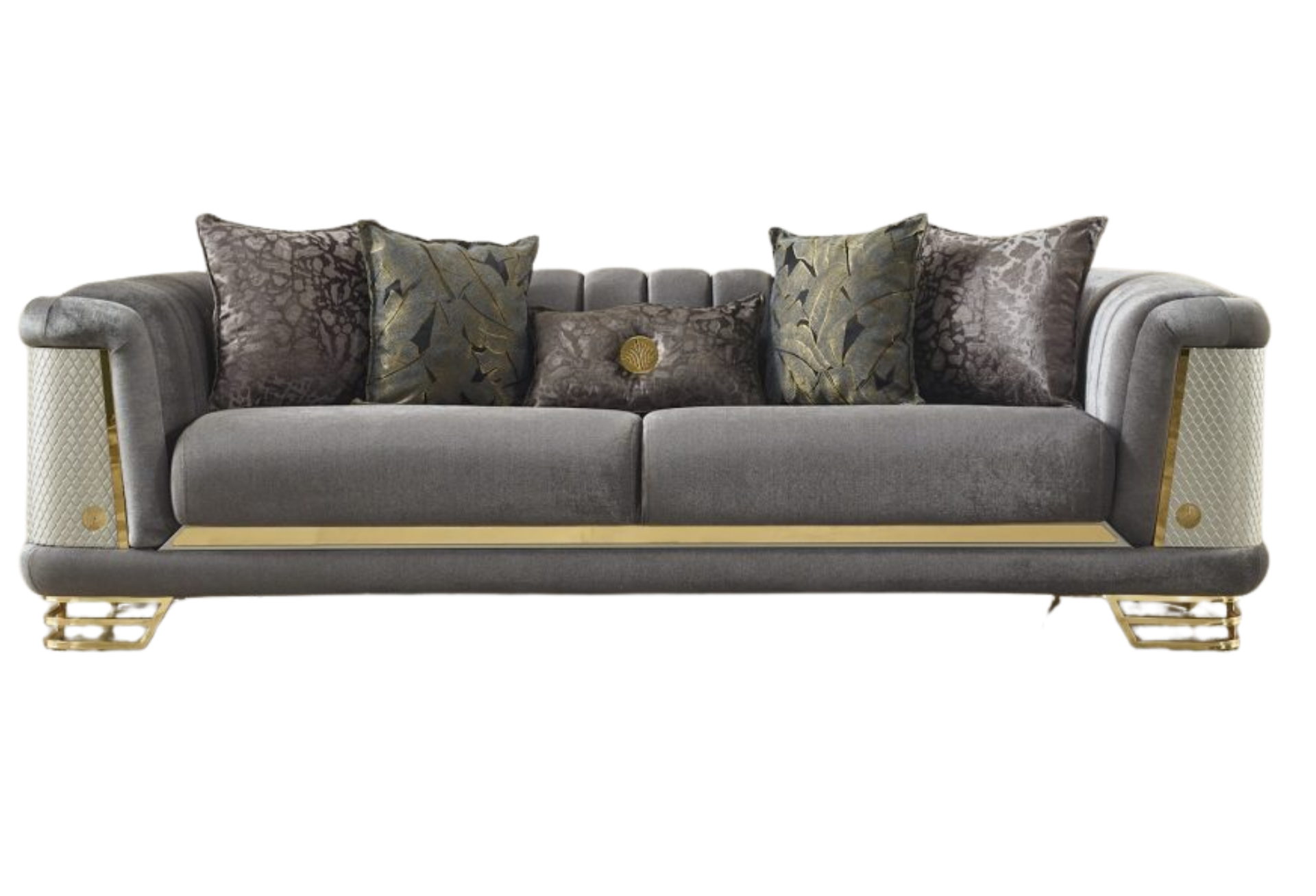 Romans Stationary Living Room Sofa Only | Grey | 3 Seats Sofa