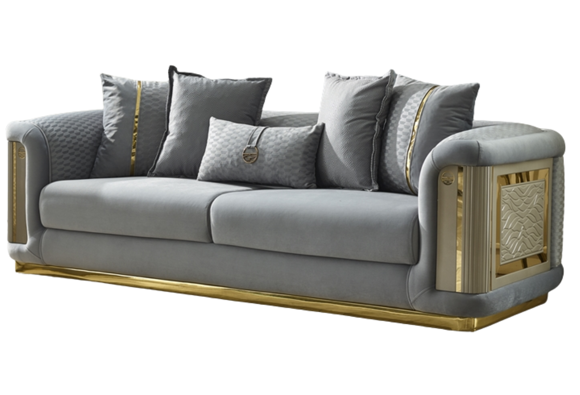 Elegance Stationary Living Room Sofa Only | Light Grey | 3 Seats Sofa