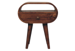 Honey Caramel Circular Bedside with Open Slot