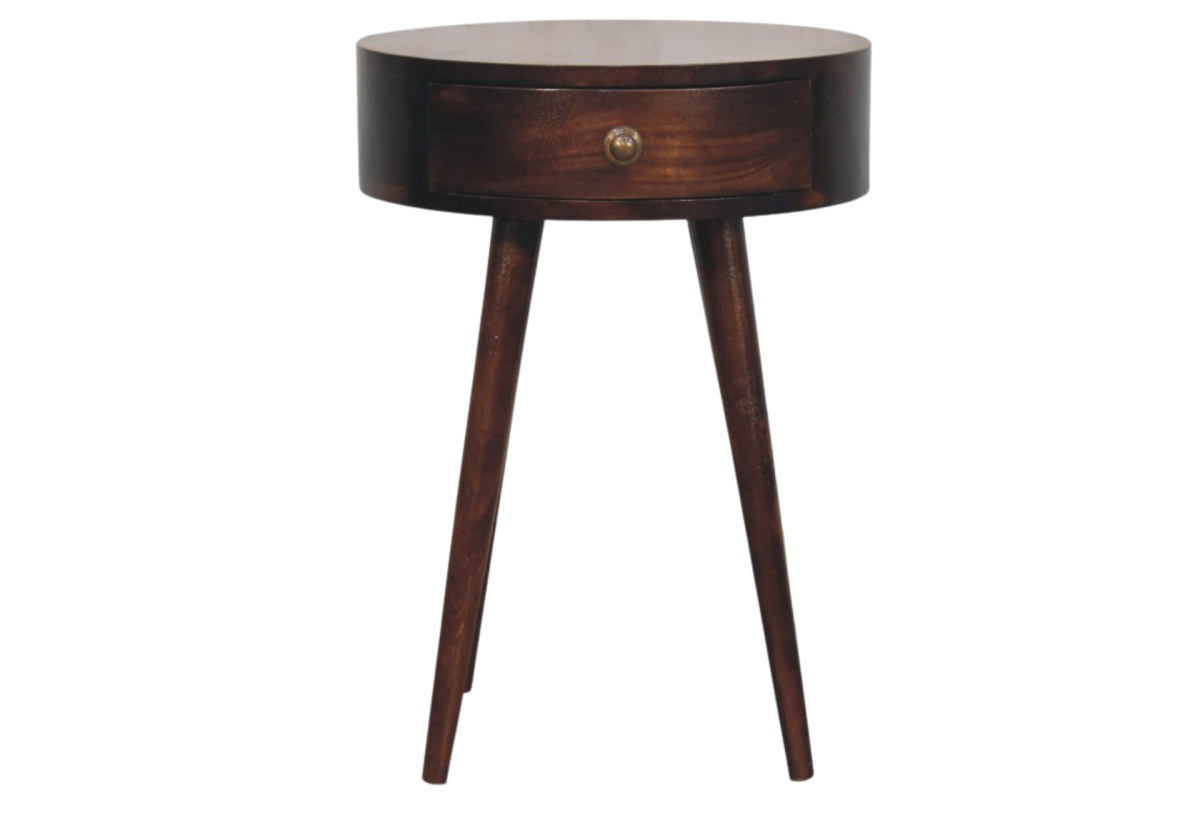 Nordic California Walnut Circular Shaped Bedside