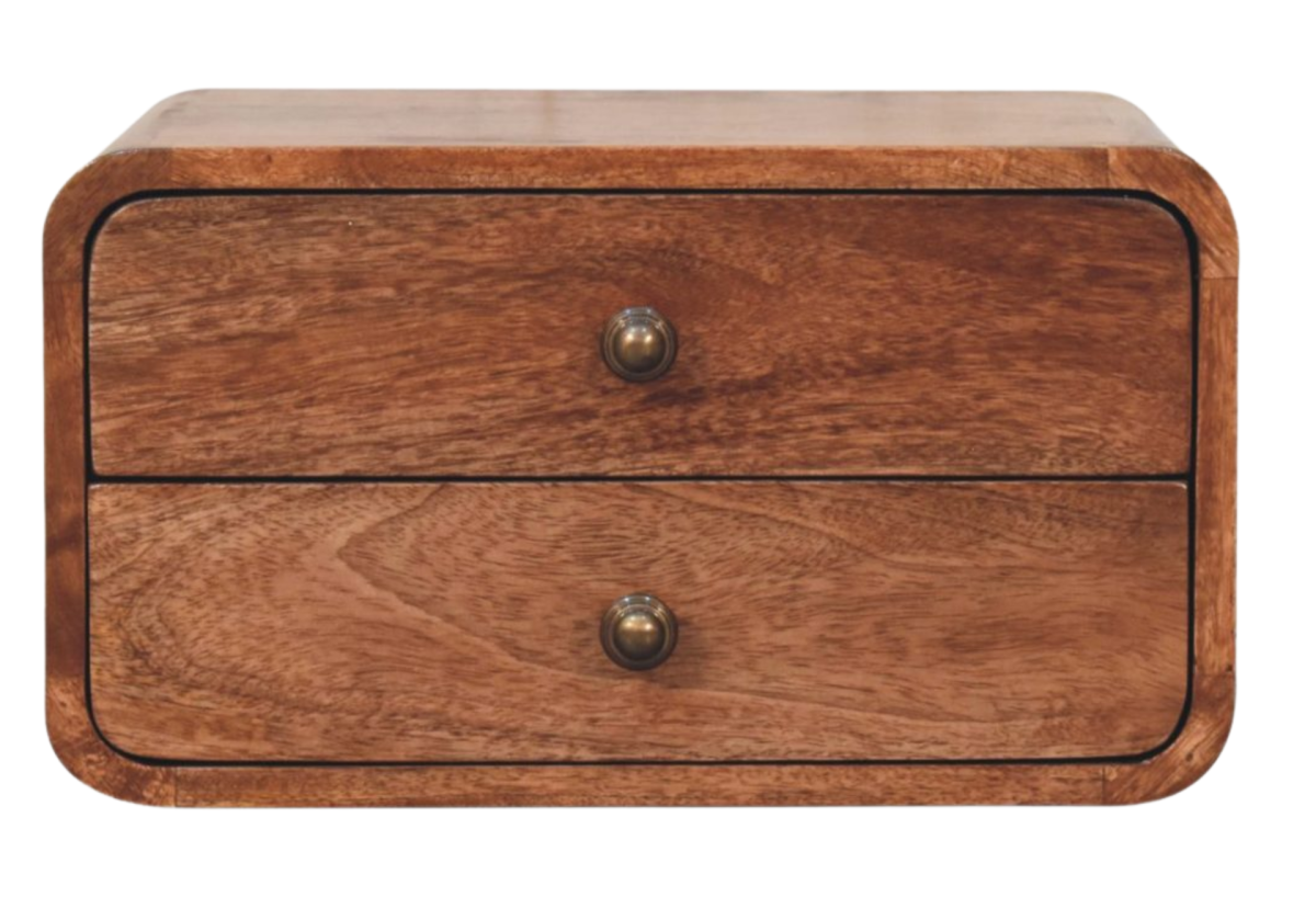 Honey Caramel 2 Drawer Floating Bedside