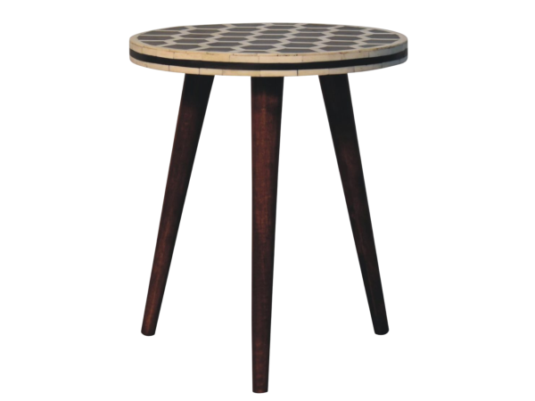 Bone Inlay Tripod Stool With Honey Caramel Finish