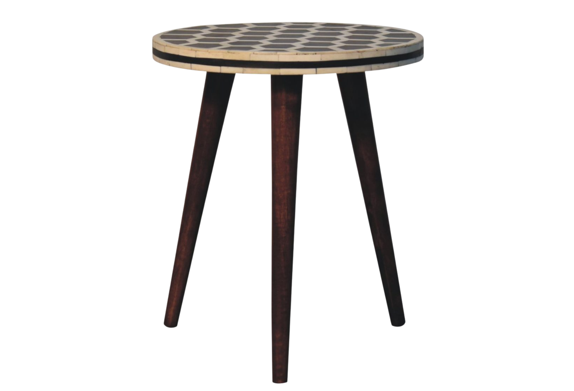 Bone Inlay Tripod Stool With Honey Caramel Finish