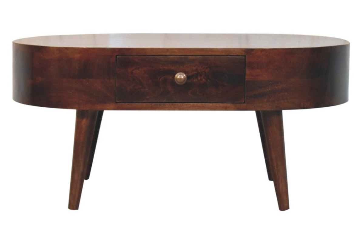 California Walnut Rounded Coffee Table