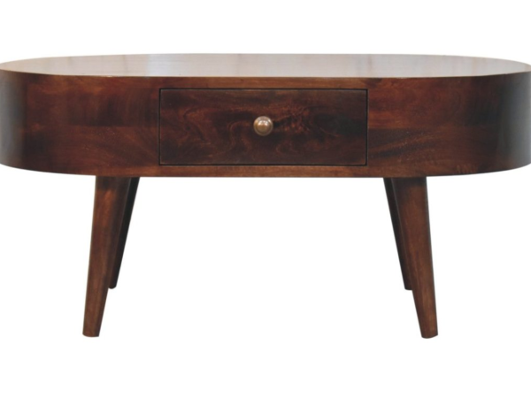 California Walnut Rounded Coffee Table