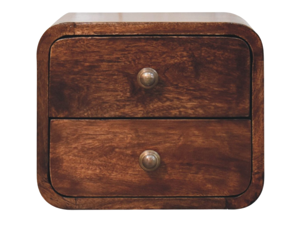 Mini Curved California Walnut Wall Mounted Bedside