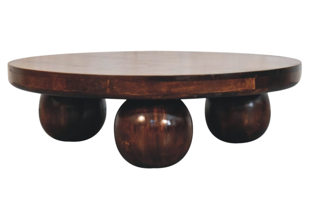 California Walnut Central Table with Ball Feet