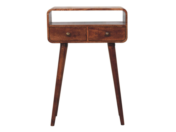Mini Curved Honey Caramel Console Table