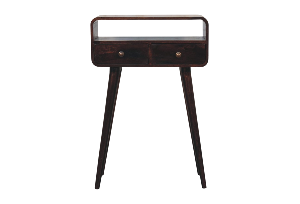 Mini California Walnut Curved Console Table