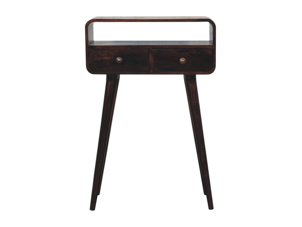 Mini California Walnut Curved Console Table