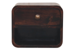 Mini Curved California Walnut Wall Mounted Bedside with Open Slot