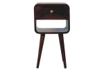 Mini California Walnut Curved Bedside with Lower Slot