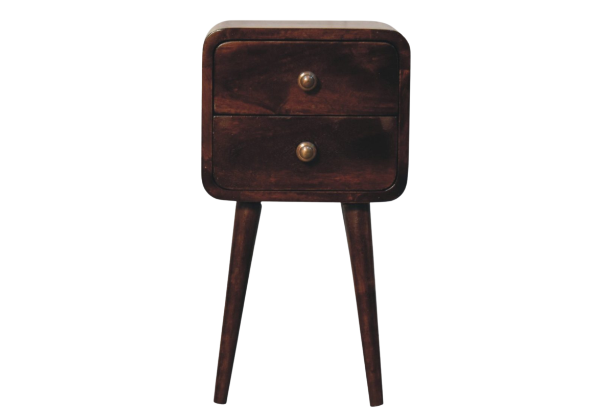 Mini California Walnut Curved Bedside