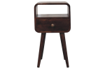 Mini California Walnut Curved Bedside with Open Slot