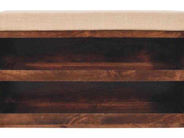 California Walnut & Mud Linen Pull out Shoe Bench