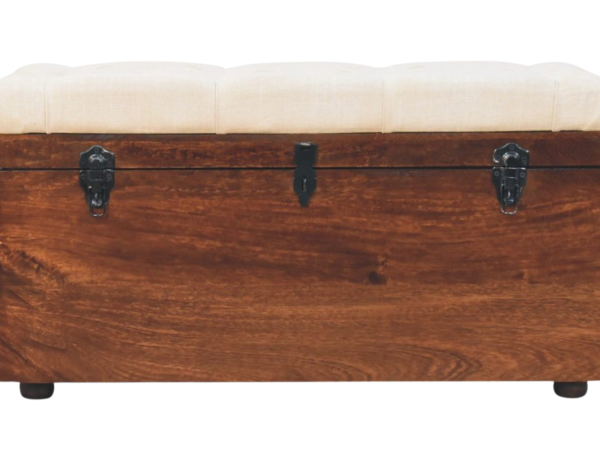 California Walnut White Linen Storage Trunk