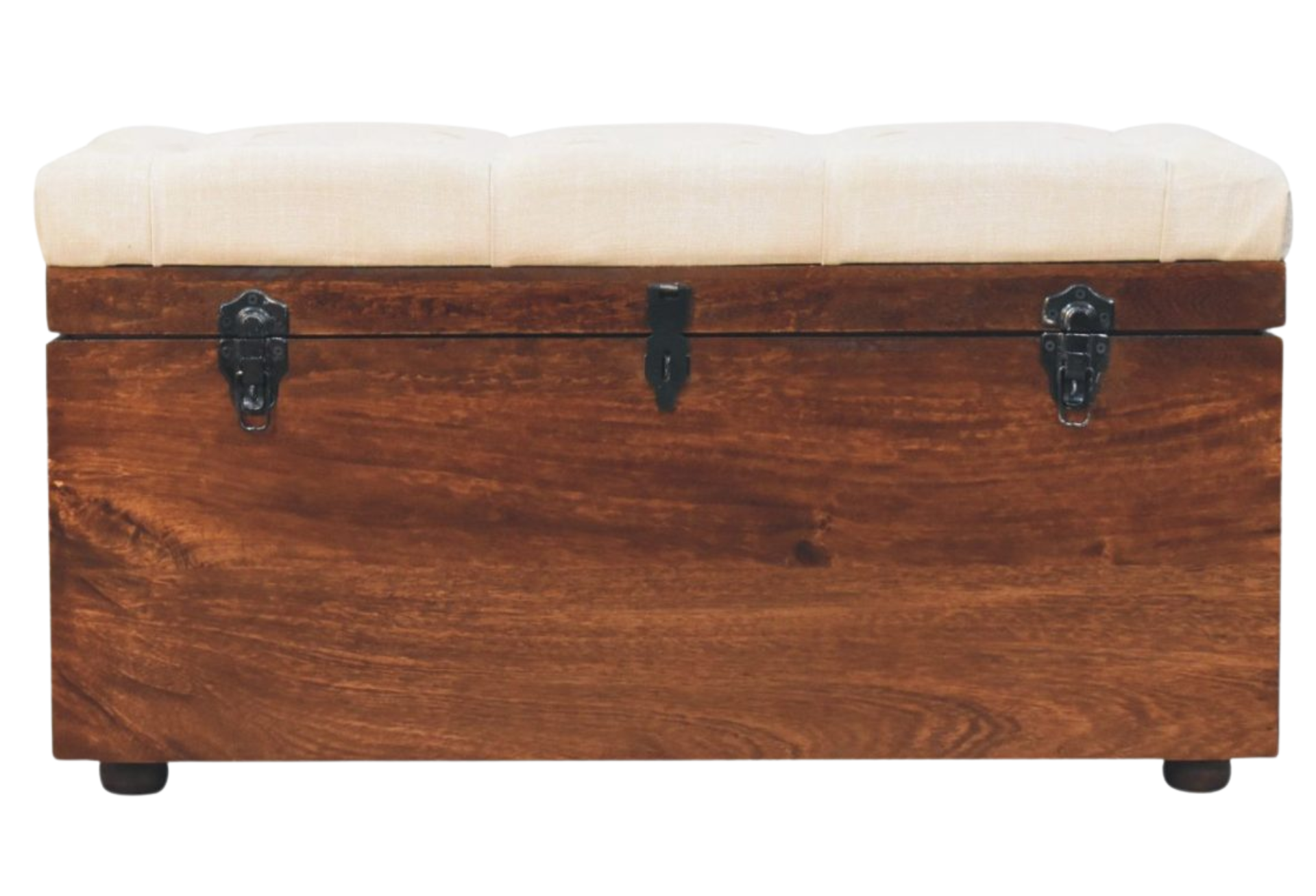 California Walnut White Linen Storage Trunk
