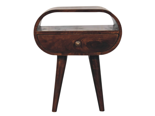 California Walnut Circular Bedside with Open Slot