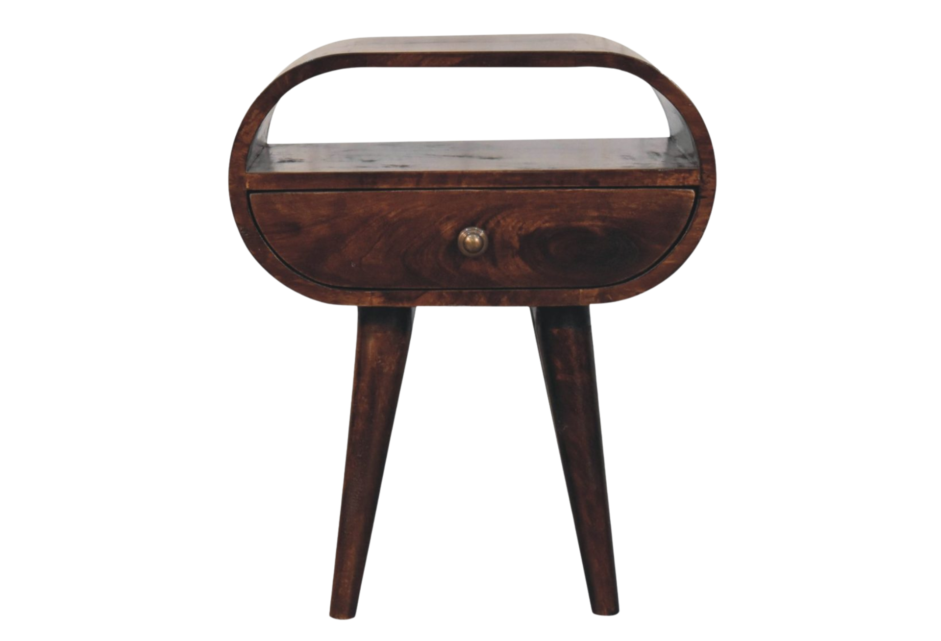 California Walnut Circular Bedside with Open Slot