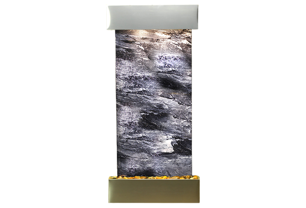 Cascade Springs-Square-Stainless Steel-Black Spider Marble