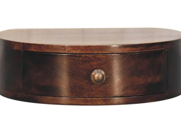 California Walnut Wall Mounted Rounded Bedside
