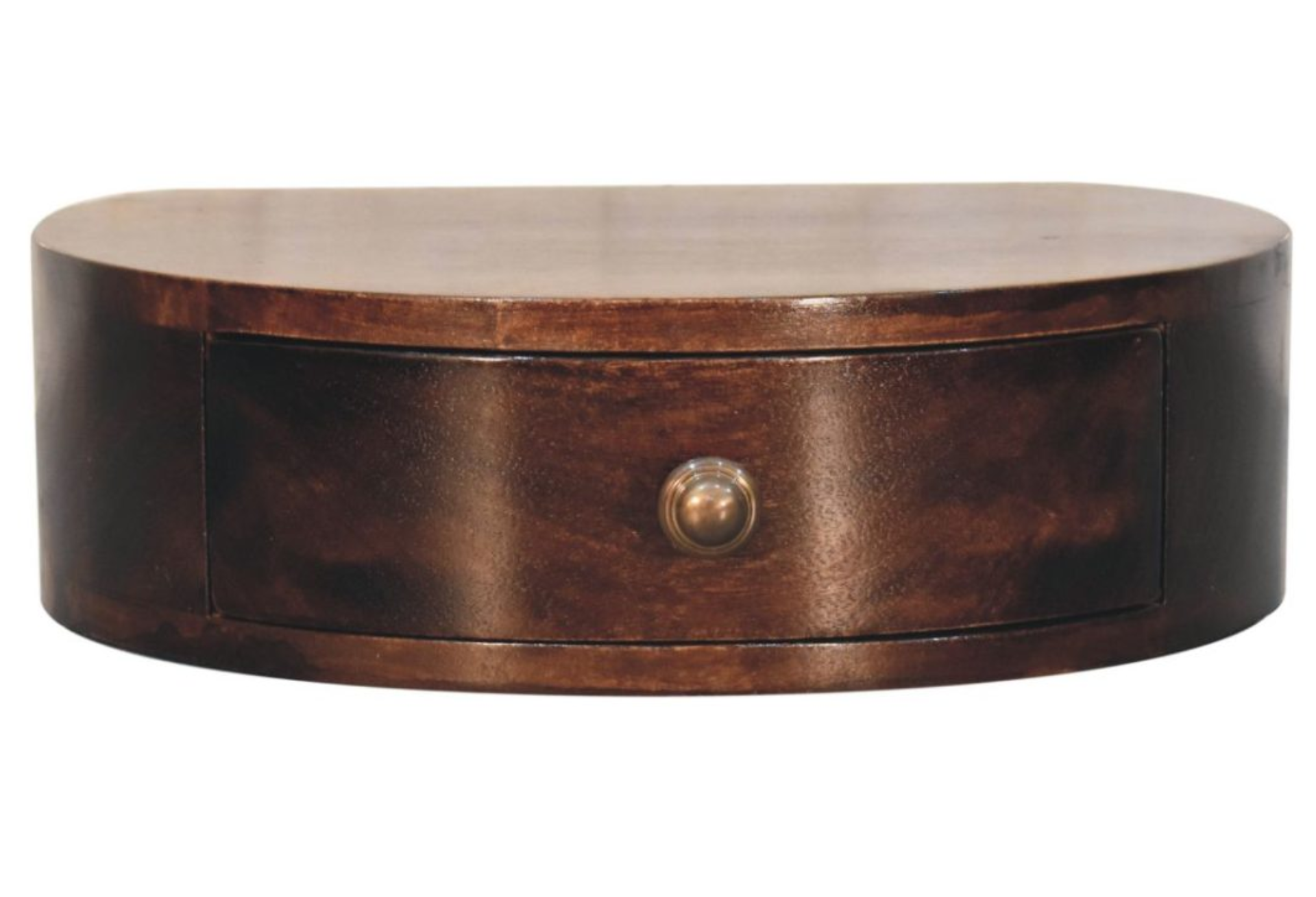 California Walnut Wall Mounted Rounded Bedside