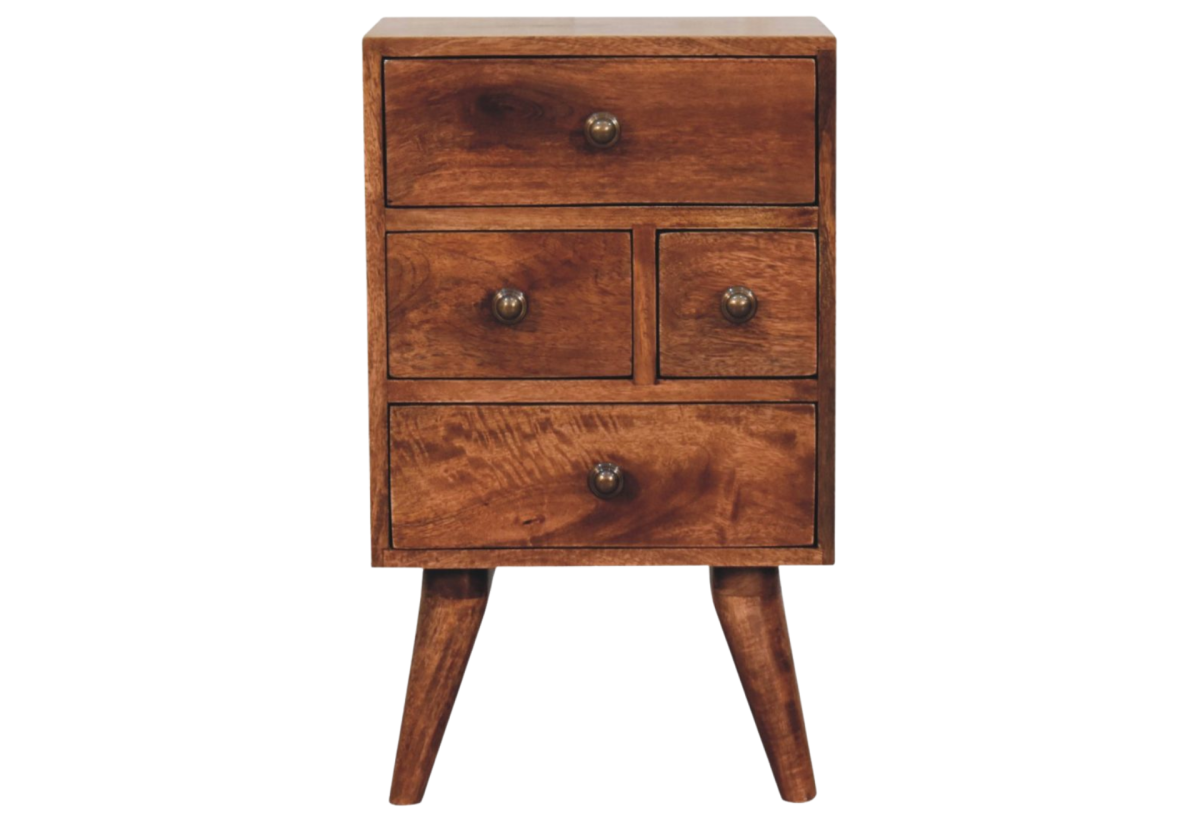 Honey Caramel Nordic Style 4 Drawer Multi Bedside