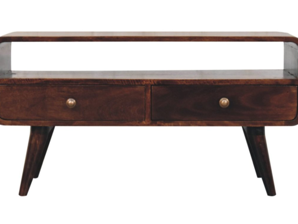 Curved California Walnut Media Unit