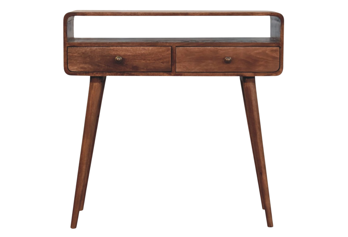 Curved Honey Caramel Console Table