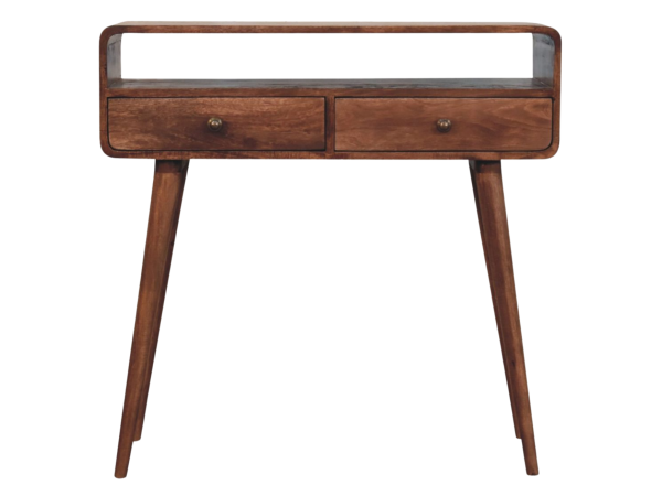Curved Honey Caramel Console Table