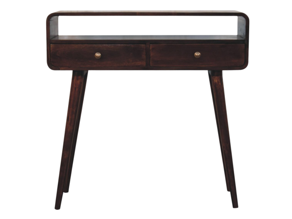 Curved California Walnut Console Table
